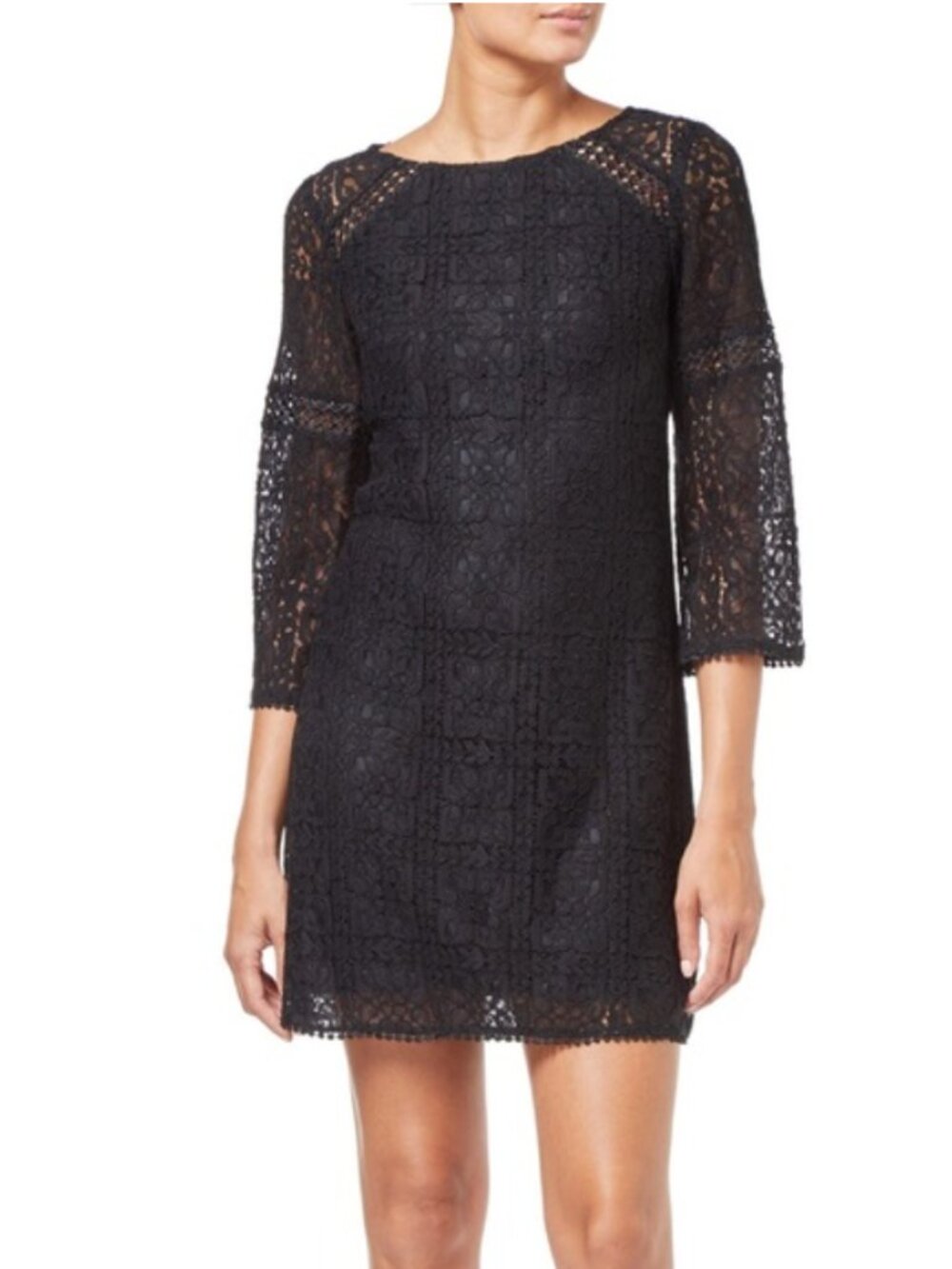 Adrianna Papel Black Embroidered Cut-Out Longsleeve Dress